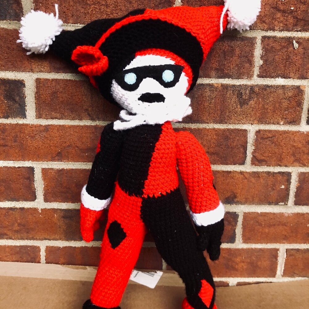 Harley Quinn Crochet Plush Doll DC Comics Inspired 24” Tall Handmade